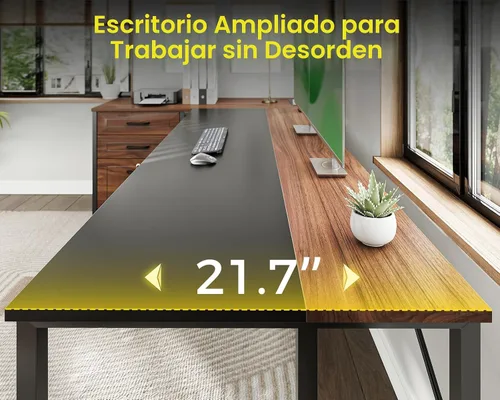 Miniatura 5 de AODK Escritorio de oficina en forma de L de 61 pulgadas con cajones de madera y archivador con cerradura, escritorio de esquina reversible de 21.7