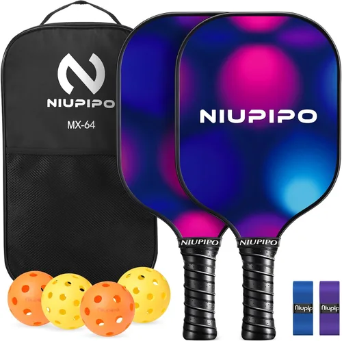 Miniatura 18 de niupipo Pickleball Paddles Set of 2 or 4, USAPA Approved Fiberglass Pickleball Paddle Set with Balls and Bag, Polypropylene Honeycomb Core