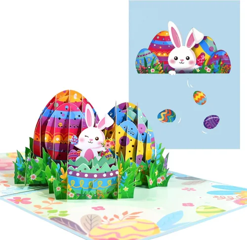 Miniatura 10 de Tarjetas emergentes de Pascua de Animal Garden, tarjeta de feliz Pascua, tarjeta de conejo de Pascua, tarjeta de felicitación de Pascua, tarjetas