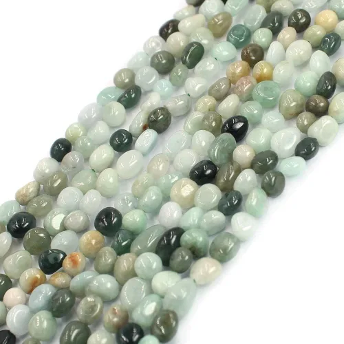 Miniatura 4 de Joyería artesanal natural de 0.236 x 0.315 in, forma libre, pepita, Birmania, una jadeíta, jade, piedras preciosas espaciadoras, cuentas sueltas