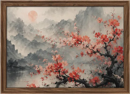 Miniatura 46 de MUDECOR Lienzo enmarcado prémium para pared, pinos nevados en bosque de invierno, ilustraciones modernas, arte contemporáneo, escénico, divertido