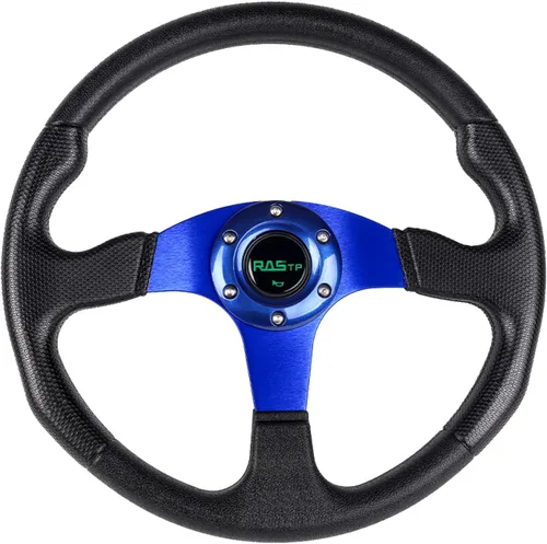 Miniatura 11 de RASTP - Volante universal de carreras de 13.8 pulgadas/350mm, 6 pernos, agarre de vinilo y aluminio con botón de bocina para auto - Negro