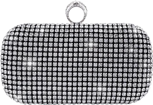 Evevictor Bolso de mano de noche para mujer, bolso de noche brillante para cóctel, graduación, fiesta, bolso de noche pequeño de cristal para boda