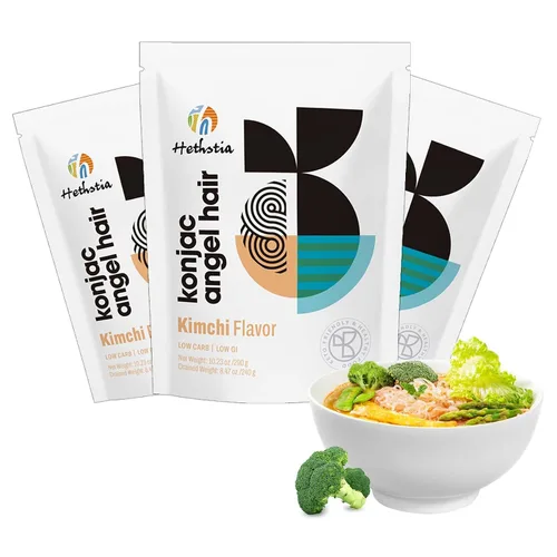 Miniatura 12 de Hethstia Konjac Noodles Angel Hair - Paquete de 6 fideos Shirataki, bajo en calorías, bajo en carbohidratos, sin azúcar, sin gluten, apto para dieta