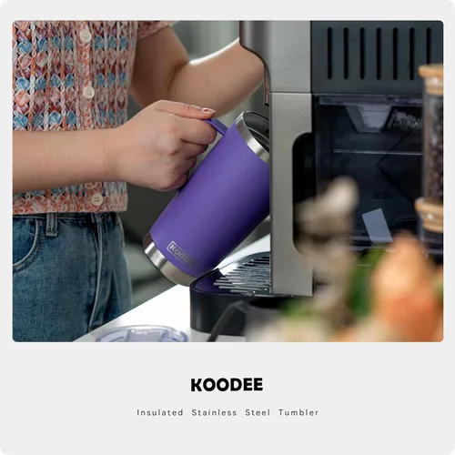 Miniatura 6 de koodee Taza de café aislada de 20 onzas con tapa y asa, acero inoxidable de doble pared al vacío, taza de campamento, vaso de café de viaje