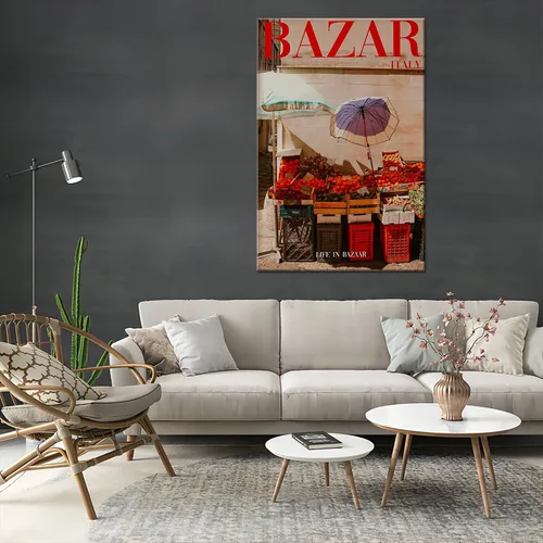 Miniatura 5 de Arte de pared de revista, impresión de pared de los años 70, arte de pared rojo, póster enmarcado de Bazaar Italia, arte psicodélico de verano