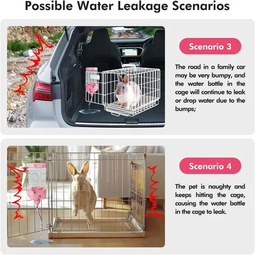Miniatura 4 de Dispensador de agua Vannon para animales pequeños para jaula, botella de agua de 30oz para autoalimentación en jaula para conejo, chinchilla, hurón