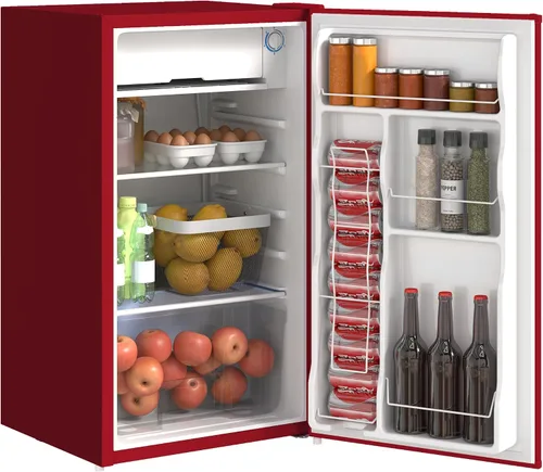 Miniatura 14 de HOMCOM Mini refrigerador de 4 pies cúbicos con congelador, refrigerador compacto de doble puerta con termostato ajustable, estante y puerta