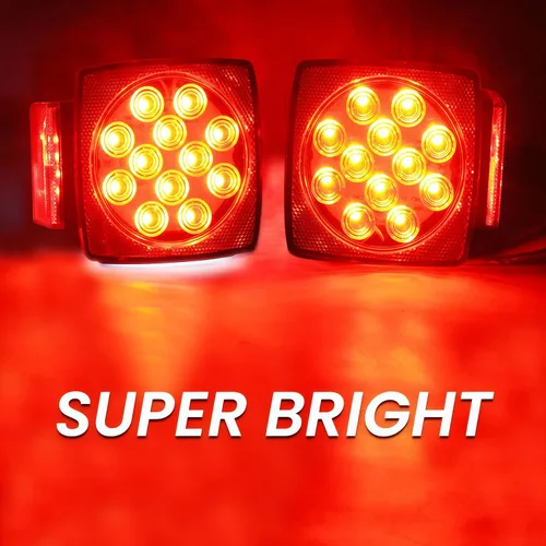 Miniatura 3 de Gonice Juego de 2 luces LED cuadradas para remolque, freno de freno, cola de matrícula, lámpara de luz LED para 12 V, cámper, camión, caravana