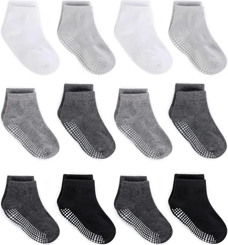 Zaples Calcetines de tobillo antideslizantes con agarre antideslizante para niños y niñas, corte bajo para bebés y niños pequeños