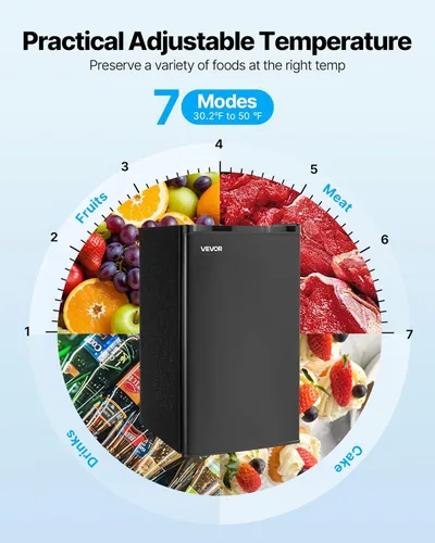 Miniatura 4 de VEVOR Mini refrigerador de 3.2 pies cúbicos con congelador, refrigerador compacto de una sola puerta con zona congelada de micras, temperatura Negro