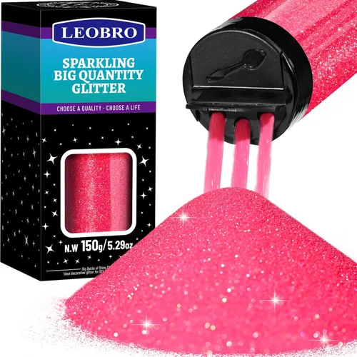 Miniatura 14 de Leobro - Brillantina rosa, 150 g/5.29 oz, brillantina fina iridiscente rosa intenso para manualidades, resina, uñas, cuerpo, decoraciones de San