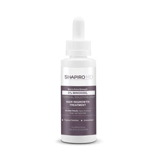 Shapiro MD Hair Growth Experts Minoxidil Solución tópica al 5% para el crecimiento del cabello de los hombres, el suero promueve el crecimiento del