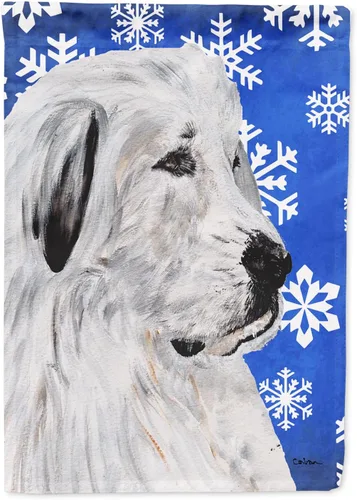 Miniatura 184 de Caroline's Treasures SC9374GF Bulldog English Snow flakes Holiday Garden Flag Buzón Bandera decorativa para patio exterior, patio, obras de arte
