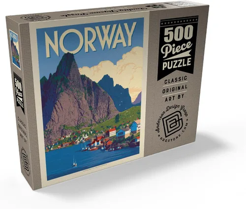 Miniatura 2 de MyPuzzle Norway: The Land of Fjords, póster vintage, rompecabezas prémium de 100 piezas para adultos