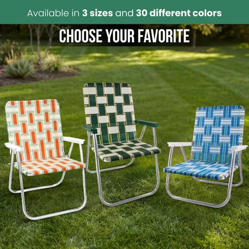 Miniatura 9 de Silla de césped plegable de aluminio al aire libre de Lawn Chair USA Sillas con correas resistentes para acampar, deportes, playa, jardín