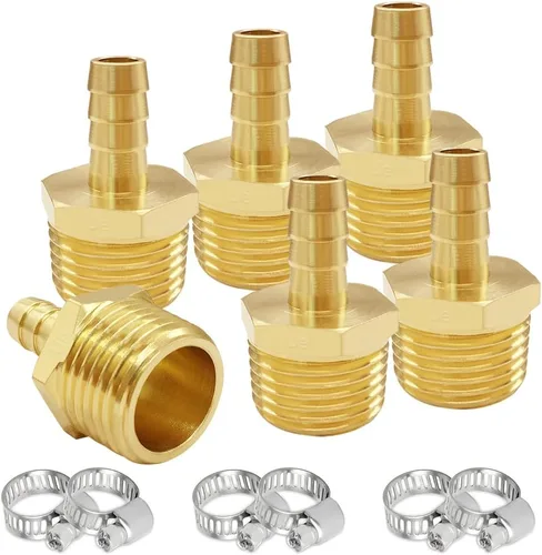 Miniatura 13 de Uenede 6 accesorios de púas de manguera de latón de 1/2 pulgada NPT macho a 1/2 pulgadas, conector adaptador de púas incluye 6 abrazaderas de acero