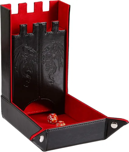 Miniatura 9 de Forged Dice Co. Draco Castle - Bandeja plegable para dados y torre de dados, bandeja plegable para dados DND y torre de bandeja rodante de dados