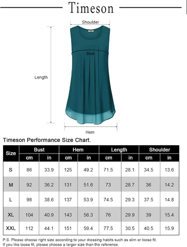 Miniatura 6 de Timeson - Camiseta de gasa sin mangas, blusa casual de doble capa para mujer