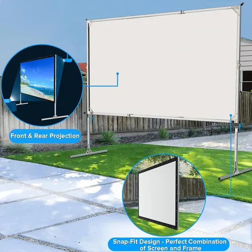 Miniatura 3 de Pantalla de Proyector de 180 Pulgadas con Soporte, 3 Capas Mejoradas de PVC 16:9, Pantalla de Proyector Grande para Exteriores, Pantalla de Cine