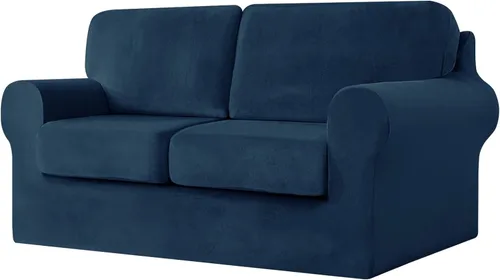 Miniatura 12 de UNBBRRL Fundas de sofá de 3 piezas para sofá, funda de terciopelo elástico para sillón con 1 funda de cojín de asiento y 1 funda de respaldo