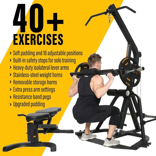 Miniatura 2 de Powertec Sistema de palanca de banco de trabajo de fitness, banco de entrenamiento, capacidad de peso de 500 libras, equipo de gimnasio para el Negro