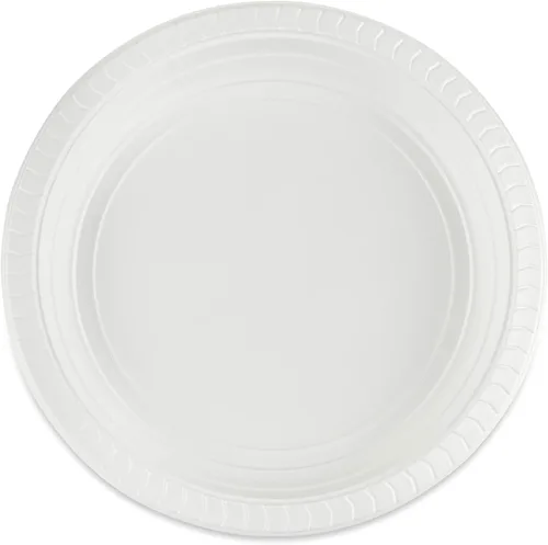 Miniatura 4 de Blue Sky Platos de plástico blanco de 9 pulgadas, 200 unidades, platos de plástico desechables, aptos para microondas, perfectos para fiestas