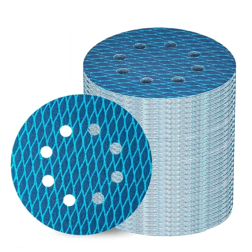 Miniatura 10 de Papel de lija de escamas de pescado de 5 pulgadas, 8 agujeros, disco de lijado de gancho y bucle, papel de arena 60/80/120/180/240/320/400, grano