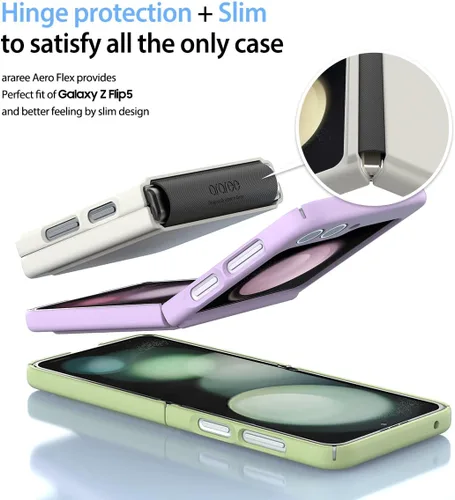 Miniatura 3 de araree Aero Flex - Funda para Galaxy Z Flip 5 con protección de bisagra, funda protectora delgada (PC) con protector de bisagra (TPU), compatible