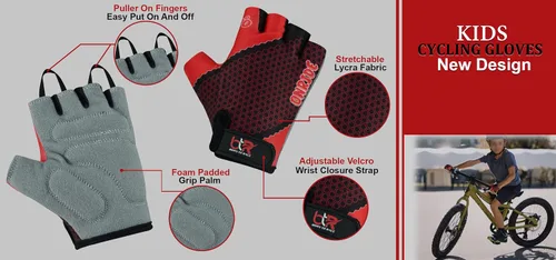 Miniatura 5 de Guantes de ciclismo para niños con agarre mejorado, acolchado de seguridad para niños, diseño transpirable y duradero, para niños y niñas, de 3 a 12