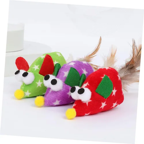 Miniatura 4 de Angoily 3pcs Plume Mouse Cat Interactive Chew Playthings for Kittens Pet Teasing Fun Stimulating Activity