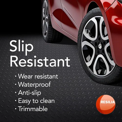 Miniatura 2 de RESILIA alfombra protectora para piso de garaje y tapete antideslizante - Tapetes de PVC con placa de diamante resistente al agua, derrames y Negro