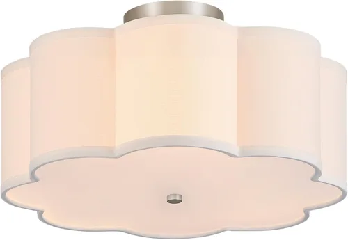Miniatura 20 de VONLUCE Lámpara de techo semiempotrada de 12.6 pulgadas, moderna lámpara de techo de 3 luces con pantalla en forma de pétalos blancos, 3 enchufes