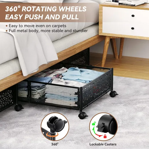 Miniatura 4 de Contenedor de Almacenamiento Debajo de la Cama con Ruedas, Organizador de Cajones de Almacenamiento para Zapatos Debajo de la Cama, Contenedores