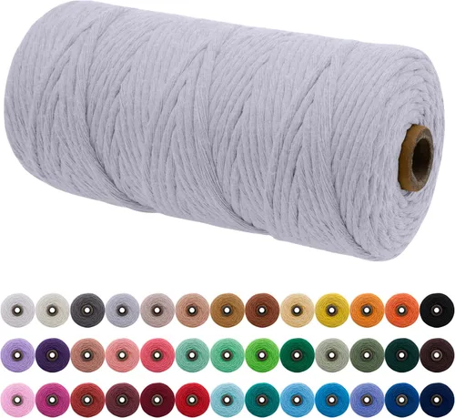 Miniatura 161 de JeogYong Cordón de macramé de un solo hilo 2mm x 164 yardas (492 pies) Cuerda de algodón suave, hilo de macramé 2 mm, suministros de macramé