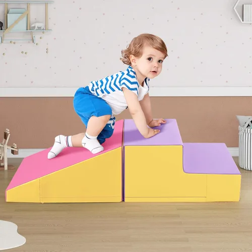 Miniatura 8 de Costzon Juguetes de escalada para niños pequeños, juego suave para gatear, escalar, deslizarse, jugar activo en interiores, 2 bloques de escalada