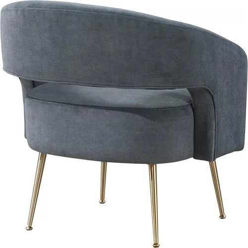 Miniatura 7 de Lexicon Mid-Century - Silla decorativa de terciopelo moderna con respaldo abierto, patas de metal dorado, sillón curvado tapizado para sala