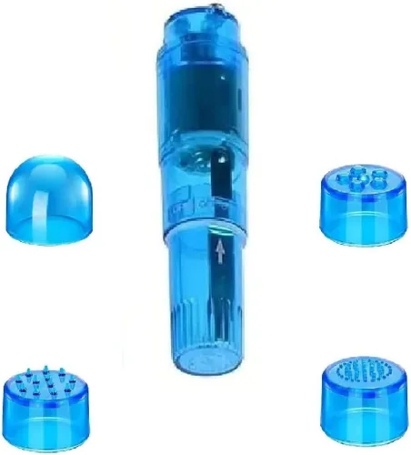 Miniatura 2 de Pequeño mini masajeador portátil para cara corporal, cuello, cabeza, masaje de espalda con 4 cabezas (1 unidad, azul)