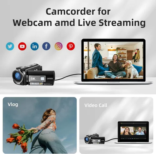 Miniatura 5 de ORDRO Cámara de video 5K videocámara WiFi visión nocturna Vlogging Cámara para YouTube, cámara 4K 56MP 18X Cámara de vídeo con zoom digital