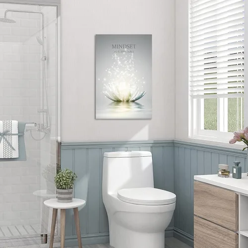 Miniatura 6 de Lienzo decorativo de pared con diseño de flor de loto, póster con citas motivacionales de mentalidad, para oficina zen, decoración de pared