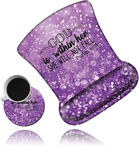 Miniatura 13 de Almohadilla ergonómica para reposamuñecas de leopardo negro + bonita alfombrilla para mouse + portavasos de espuma, espuma viscoelástica con base