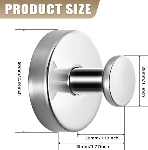 Miniatura 7 de Ganchos de ventosa para ducha, ganchos de baño sin taladrar para toallas, batas, lufa montables en paredes de baño, cocina, vidrio, espejos, Cromo