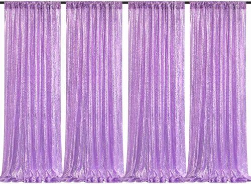 Miniatura 11 de Cortinas con lentejuelas doradas, 2 unidades de 2 x 8 pies, con brillantina, telón de fondo para bodas Rojo