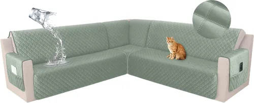 Miniatura 41 de HDCAXKJ Funda seccional de esquina impermeable para sofá de terciopelo en forma de L, fundas para sofá para mascotas, perros, suaves, resistentes