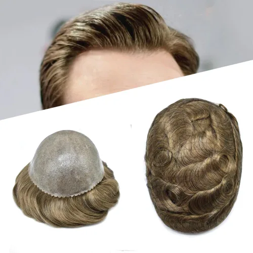 Miniatura 51 de Toupee - Sistema de reemplazo de cabello humano para hombre, 0.004 in, inyectado, piel de polietileno, piezas de pelo para hombre, 6 x 8 pulgadas