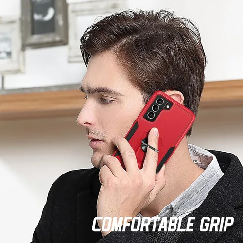Miniatura 6 de Oterkin Funda para Samsung Galaxy S21 FE, resistente a prueba de golpes de grado militar con soporte y protector de pantalla de vidrio templado