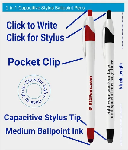 Miniatura 3 de Paquete de 200 bolígrafos personalizados de tinta de escritura con punta de lápiz capacitivo, los mejores bolígrafos personalizados impresos con tu