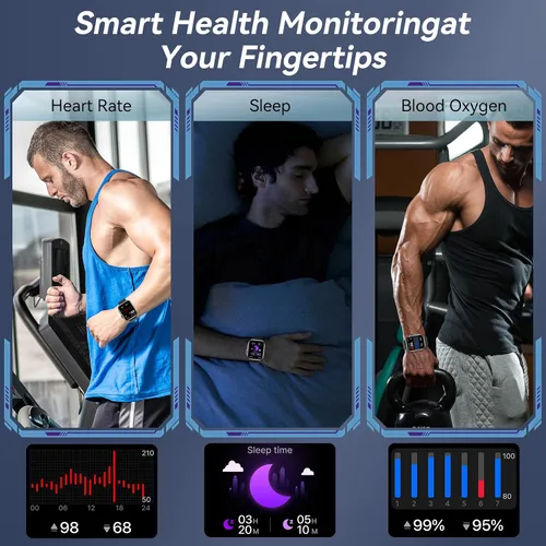 Miniatura 5 de Reloj inteligente para hombres y mujeres, batería de 1000 mAh, tiempo de espera de 100 días, pantalla HD de 1.85 pulgadas, rastreador de fitness