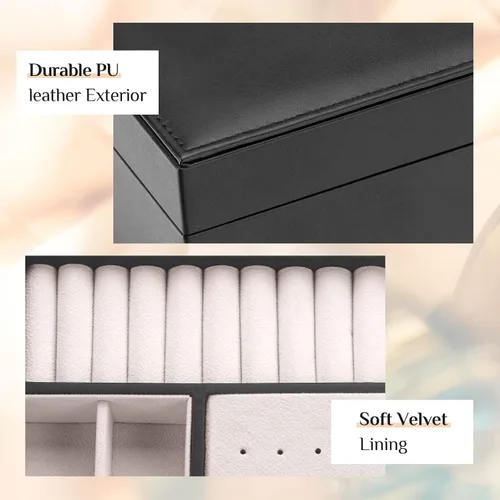 Miniatura 7 de Joyero con cerradura cajas de joyería grandes para mujeres y niñas regalo ideal organizador de joyas de doble capa joyero para almacenar aretes