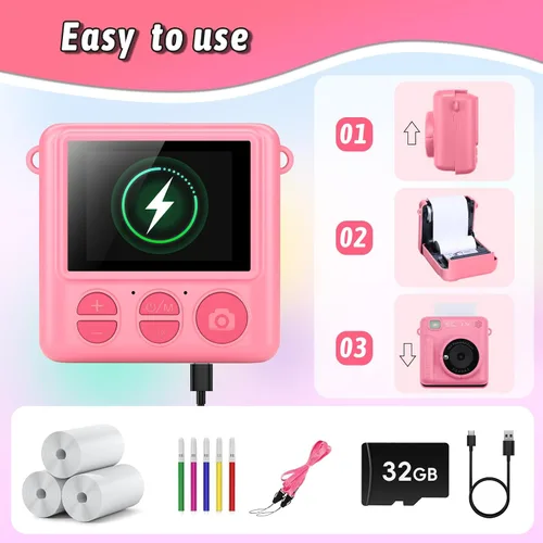 Miniatura 6 de GREENKINDER Cámara instantánea para niños con impresión instantánea, regalo de Navidad y cumpleaños para niñas y niños de 3 a 12 años, cámara